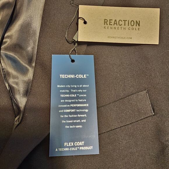 Kenneth Cole Reaction Techni-Cole Flex Suit Jacket Black 38R – NWT Blazer Modern - Picture 7 of 12